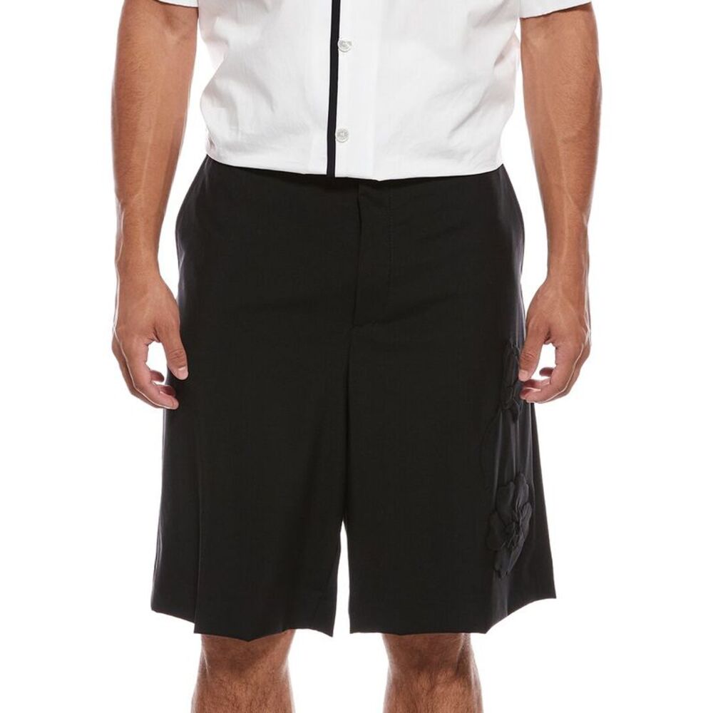 Valentino Mens  Wool & Mohair-Blend Bermuda Short, Black